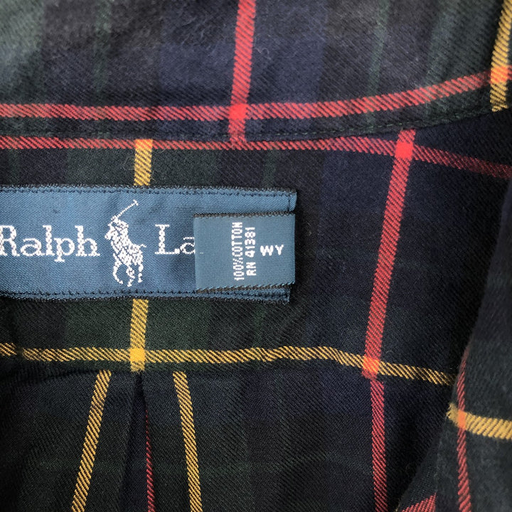 Ralph Lauren long sleeve button down check shirt, men's XXL size cotton multicolor Vintage Second Hand