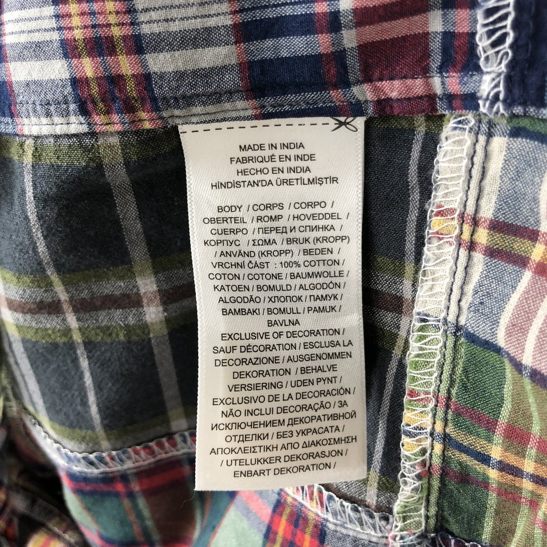 Ralph Lauren CLASSIC FIT INDIGO Patchwork Long-Sleeve Button-Down Check Shirt, Men's Size M (approx.) cotton multicolor Vintage Second Hand