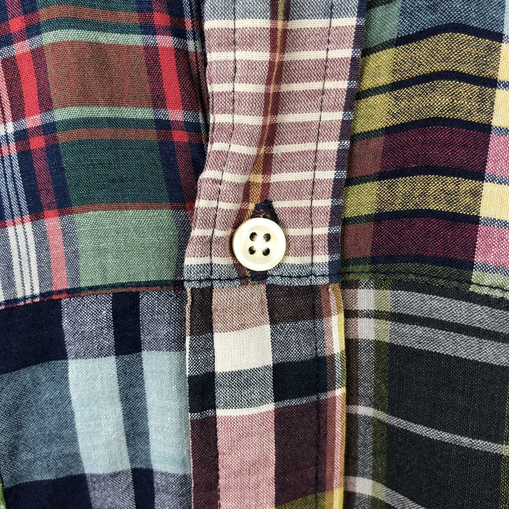 Ralph Lauren CLASSIC FIT INDIGO Patchwork Long-Sleeve Button-Down Check Shirt, Men's Size M (approx.) cotton multicolor Vintage Second Hand