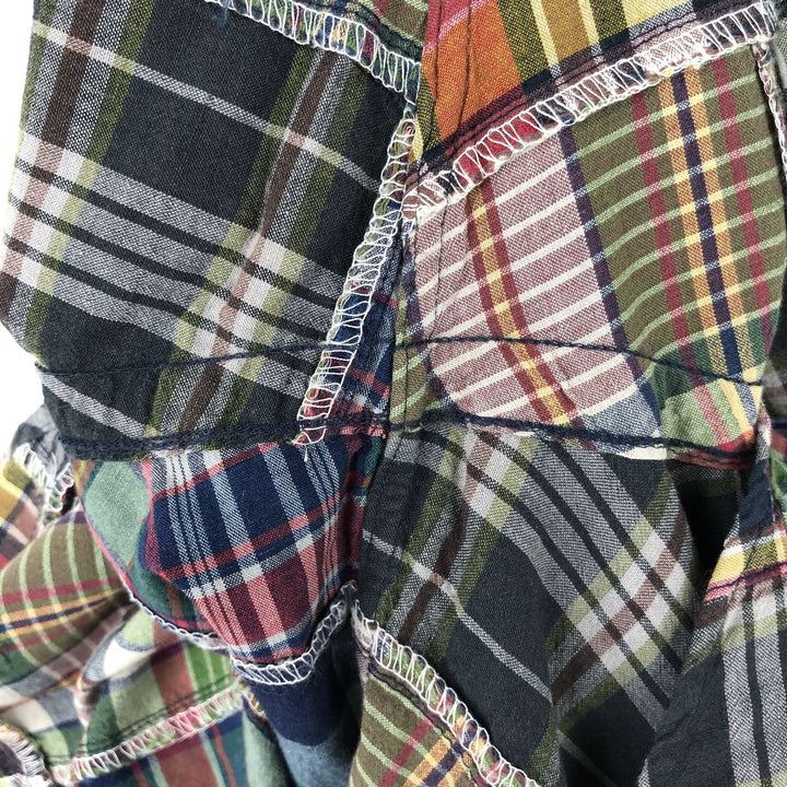 Ralph Lauren CLASSIC FIT INDIGO Patchwork Long-Sleeve Button-Down Check Shirt, Men's Size M (approx.) cotton multicolor Vintage Second Hand