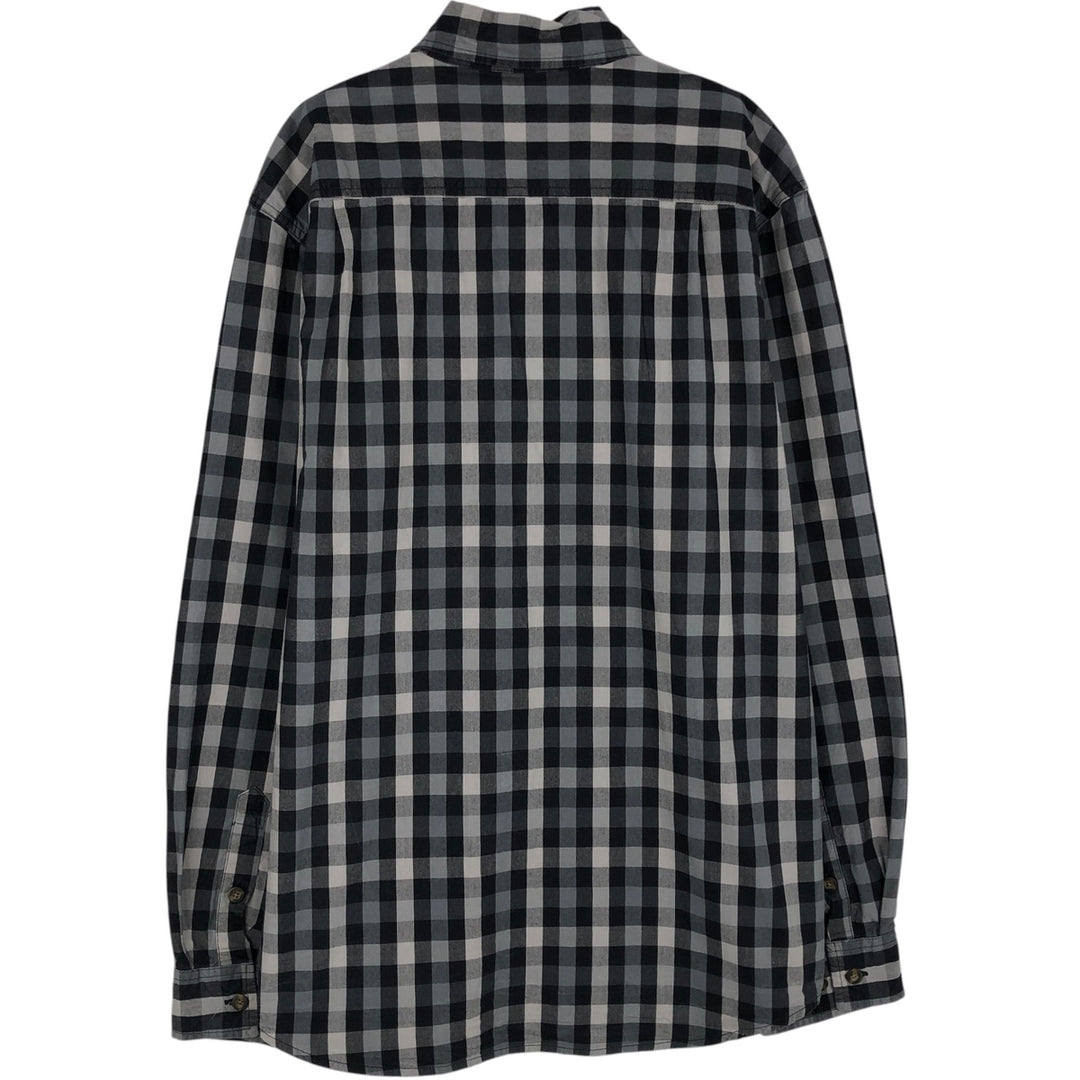 Carhartt Relaxed Fit Check Pattern Long Sleeve Button Down Work Shirt, Men's Medium cotton black type Vintage Second Hand