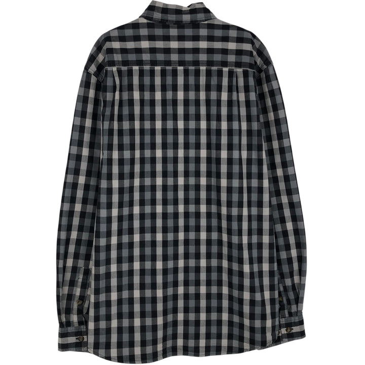 Carhartt Relaxed Fit Check Pattern Long Sleeve Button Down Work Shirt, Men's Medium cotton black type Vintage Second Hand