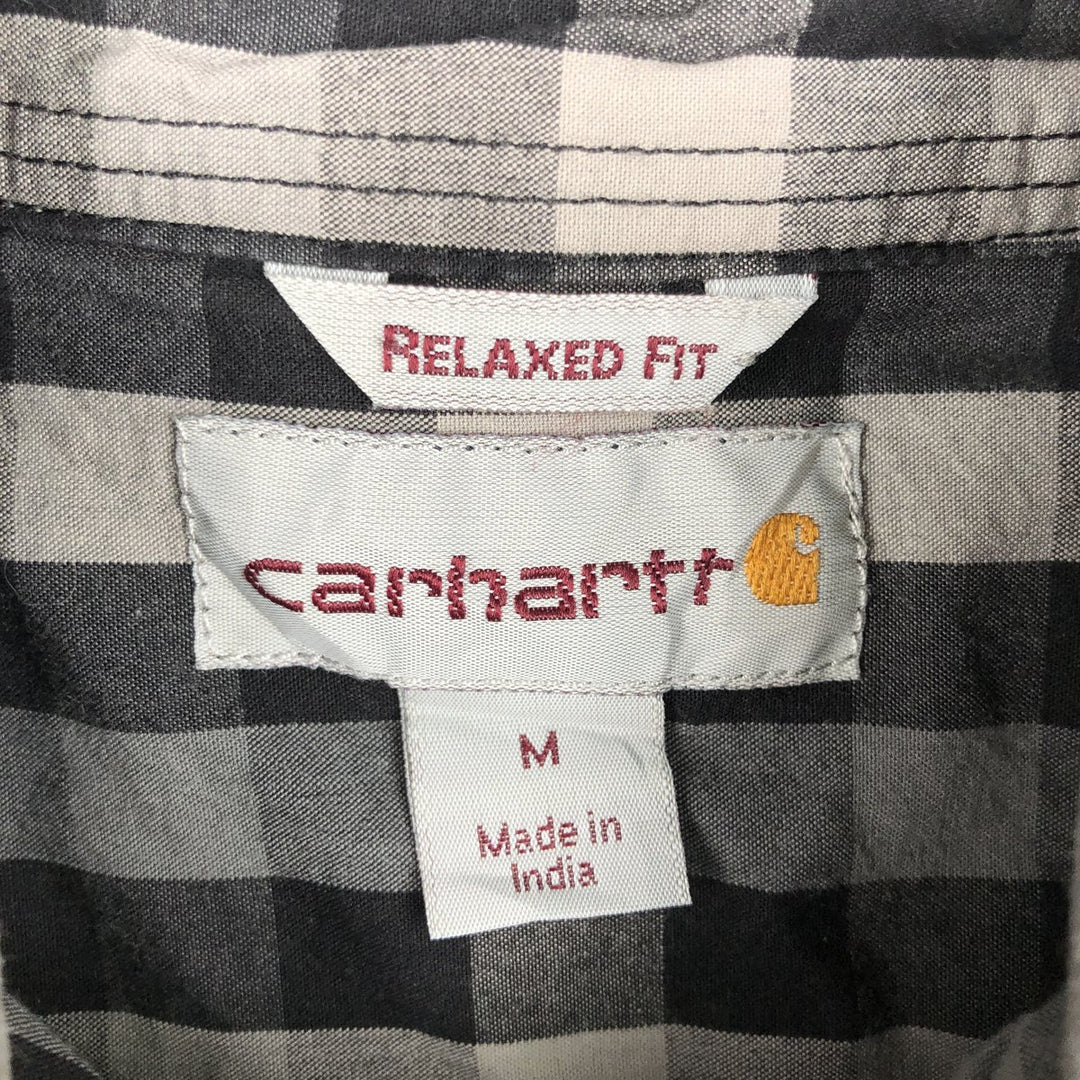 Carhartt Relaxed Fit Check Pattern Long Sleeve Button Down Work Shirt, Men's Medium cotton black type Vintage Second Hand