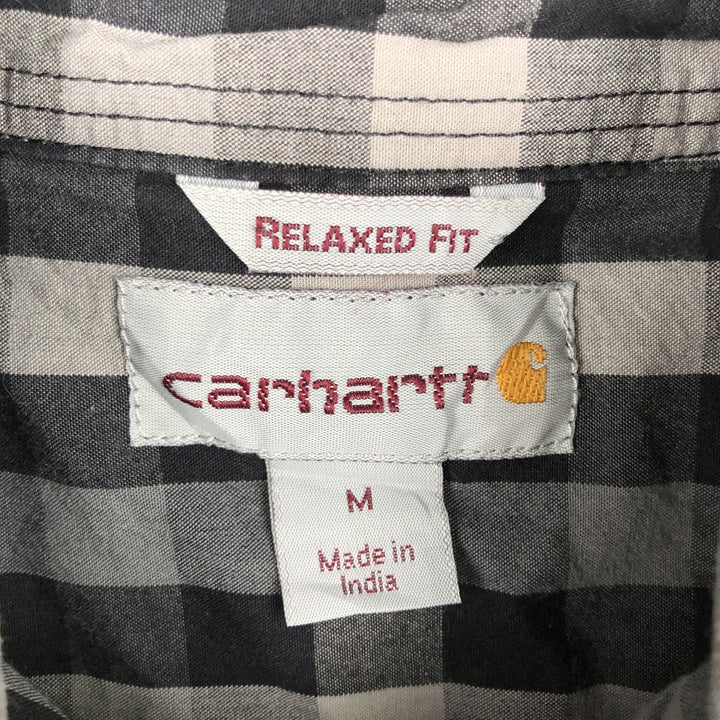 Carhartt Relaxed Fit Check Pattern Long Sleeve Button Down Work Shirt, Men's Medium cotton black type Vintage Second Hand