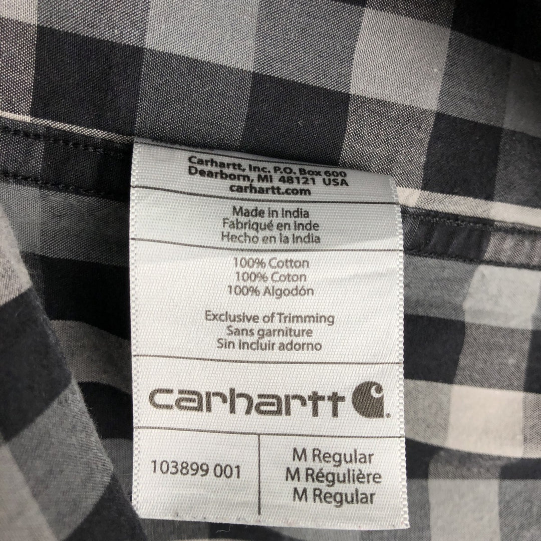 Carhartt Relaxed Fit Check Pattern Long Sleeve Button Down Work Shirt, Men's Medium cotton black type Vintage Second Hand