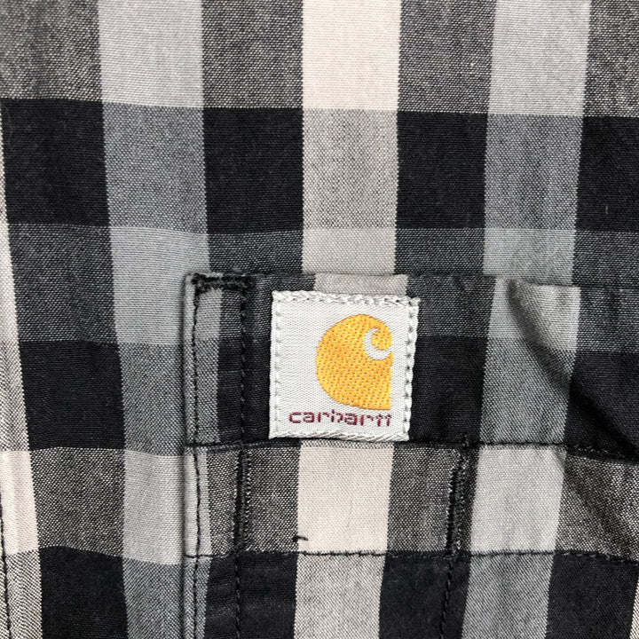 Carhartt Relaxed Fit Check Pattern Long Sleeve Button Down Work Shirt, Men's Medium cotton black type Vintage Second Hand