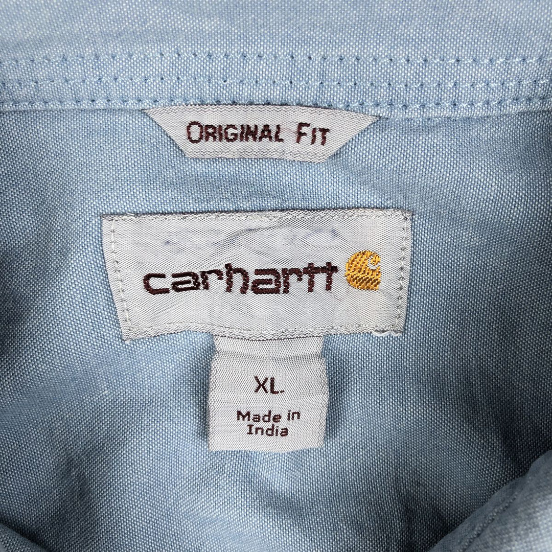 Carhartt ORIGINAL FIT long sleeve button-down work shirt, men's XL size cotton Blue type light blue Vintage Second Hand