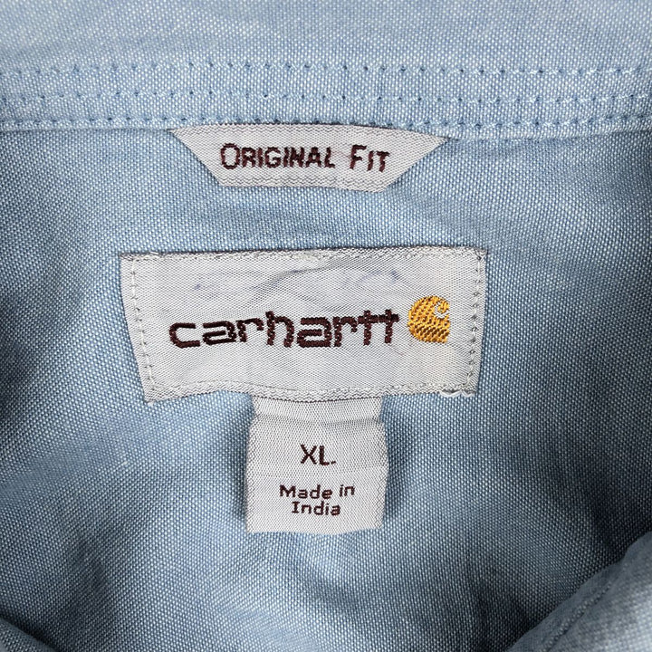 Carhartt ORIGINAL FIT long sleeve button-down work shirt, men's XL size cotton Blue type light blue Vintage Second Hand