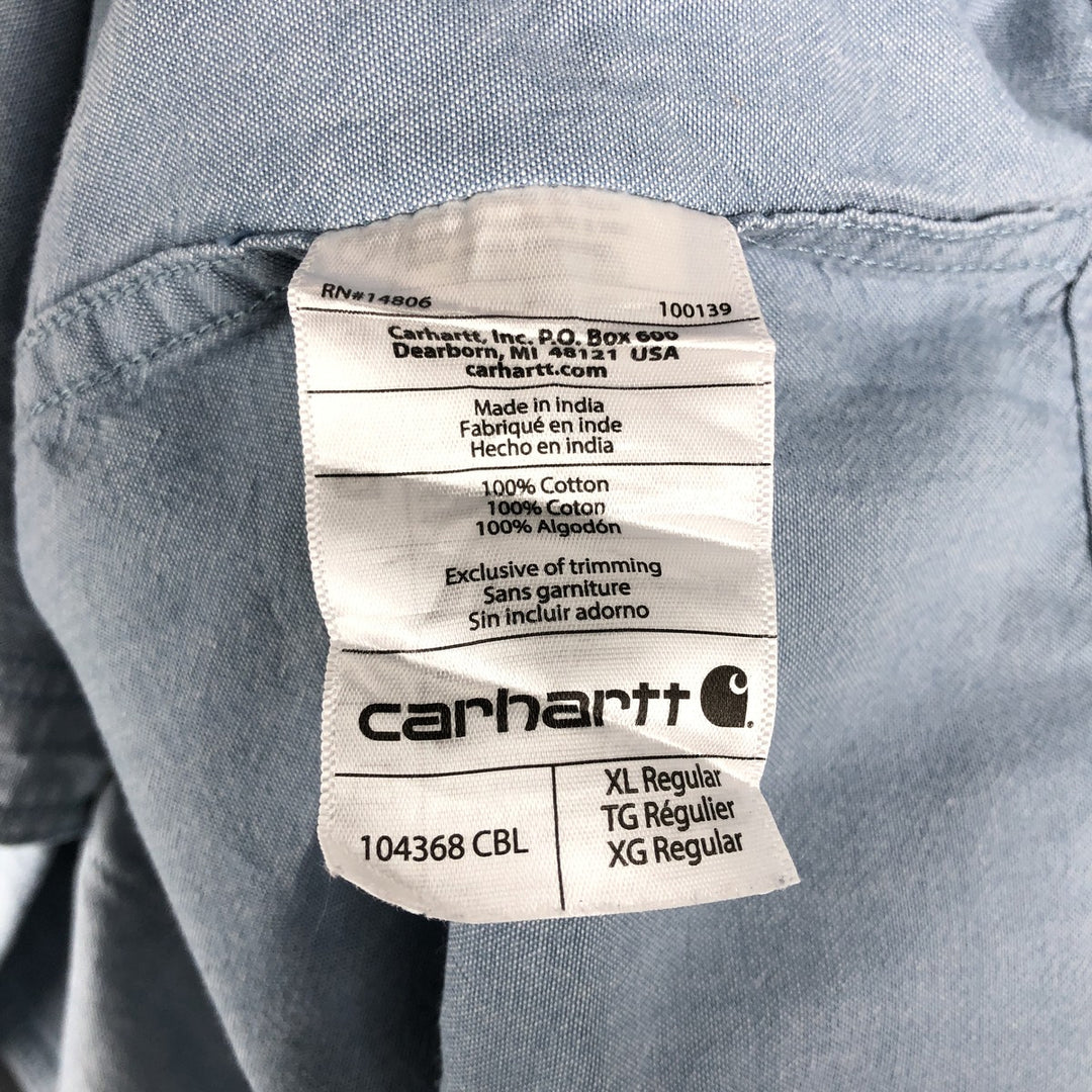 Carhartt ORIGINAL FIT long sleeve button-down work shirt, men's XL size cotton Blue type light blue Vintage Second Hand