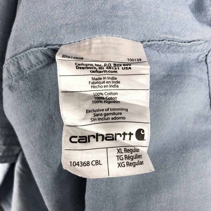 Carhartt ORIGINAL FIT long sleeve button-down work shirt, men's XL size cotton Blue type light blue Vintage Second Hand