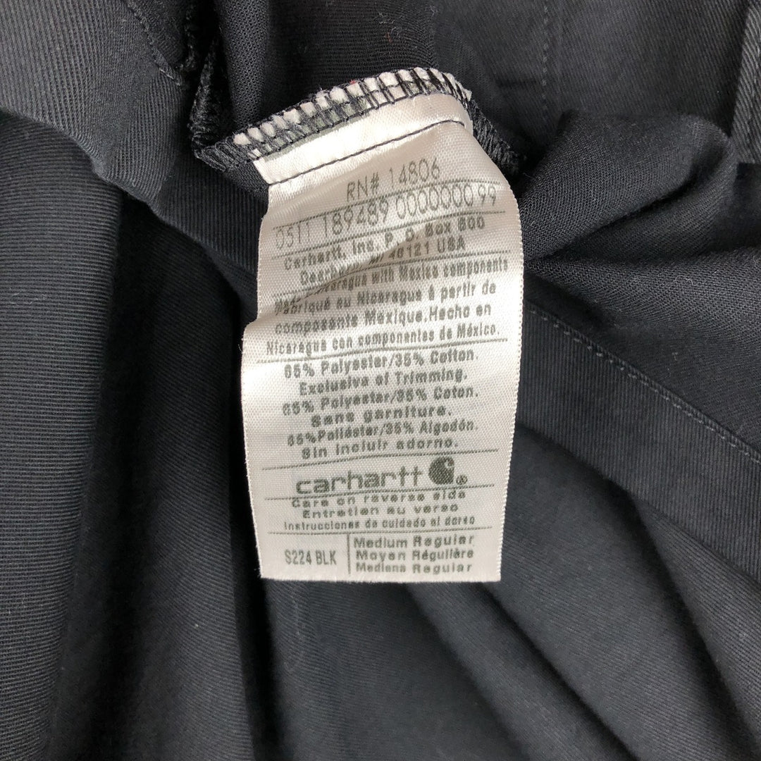 Carhartt long-sleeved work shirt, men's size M polyester black type Vintage Second Hand