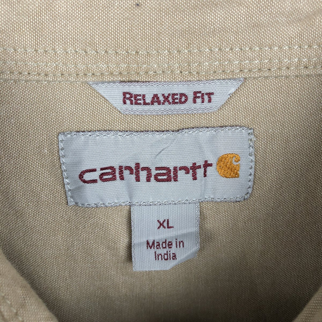 Carhartt Relaxed Fit Long Sleeve Button Down Work Shirt, Men's XL cotton Beige type Vintage Second Hand