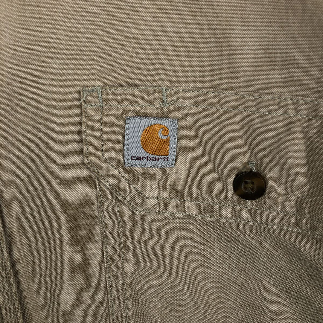 Carhartt Relaxed Fit Long Sleeve Button Down Work Shirt, Men's XL cotton Beige type Vintage Second Hand