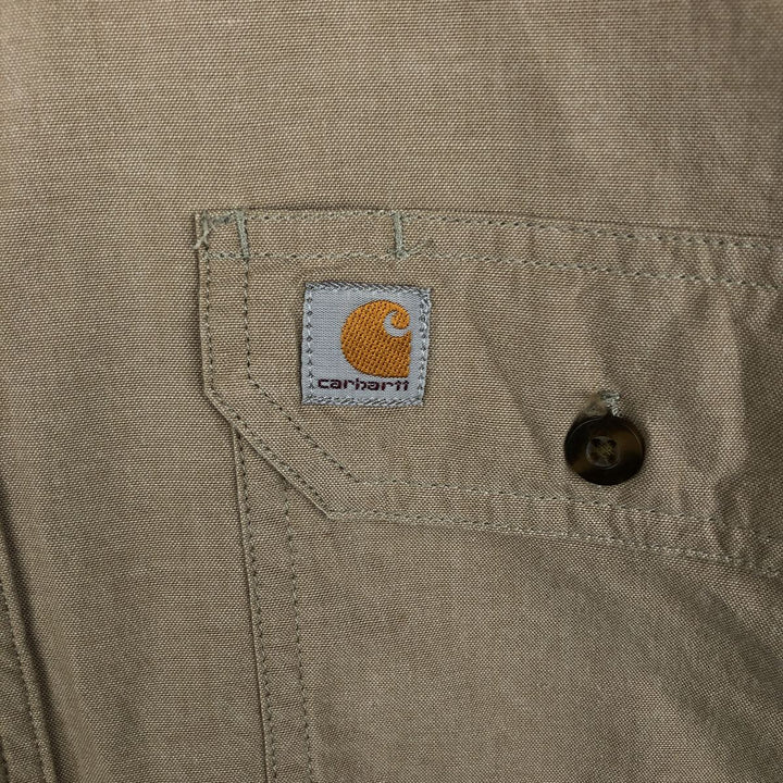 Carhartt Relaxed Fit Long Sleeve Button Down Work Shirt, Men's XL cotton Beige type Vintage Second Hand