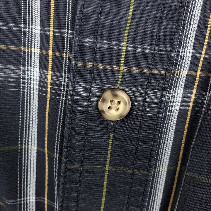 Carhartt Check Pattern Long Sleeve Button-Down Work Shirt, Men's Size L cotton navy blue type Vintage Second Hand