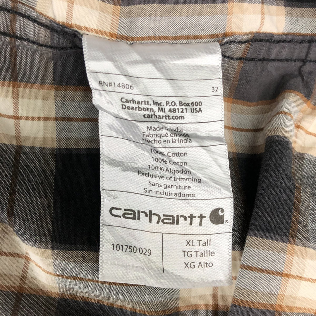 Carhartt Relaxed Fit Check Pattern Long Sleeve Button Down Work Shirt, Men's XL cotton black type Vintage Second Hand