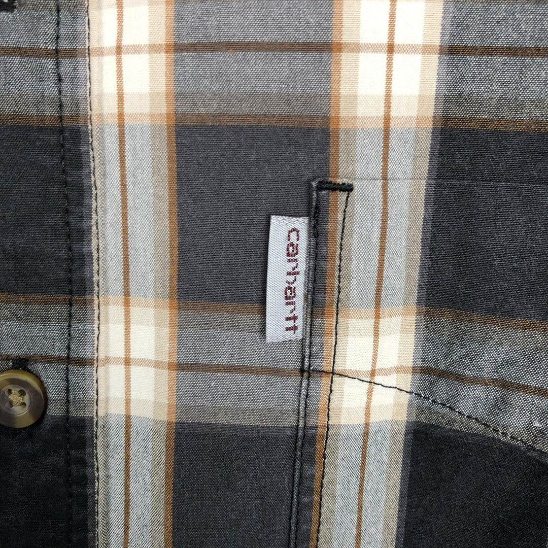 Carhartt Relaxed Fit Check Pattern Long Sleeve Button Down Work Shirt, Men's XL cotton black type Vintage Second Hand