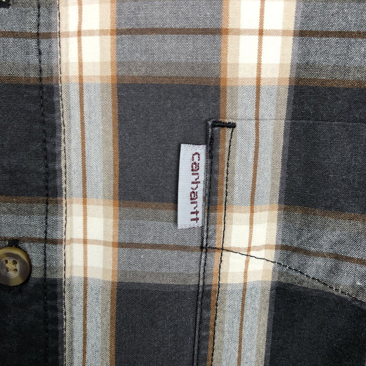 Carhartt Relaxed Fit Check Pattern Long Sleeve Button Down Work Shirt, Men's XL cotton black type Vintage Second Hand