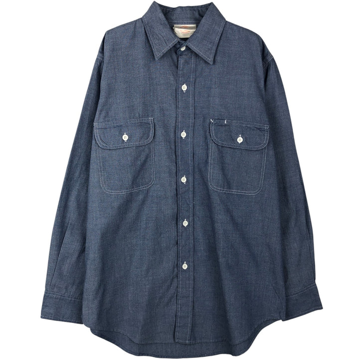 Dickies long-sleeved chambray shirt, men's size M (equivalent to size M) unclear blue type Vintage Second Hand