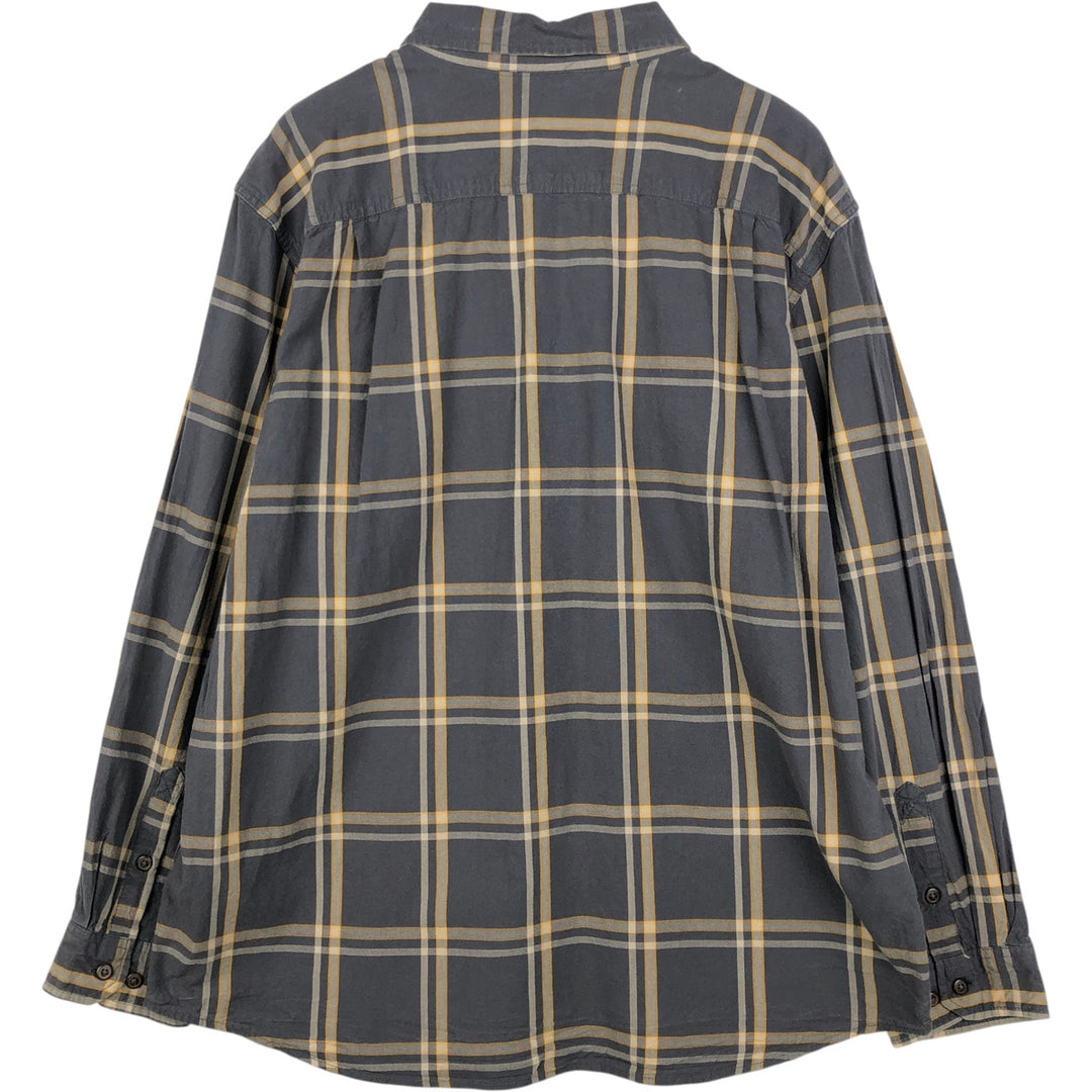 Carhartt Loose Fit Check Pattern Long Sleeve Button-Down Work Shirt, Men's XL cotton Charcoal Vintage Second Hand