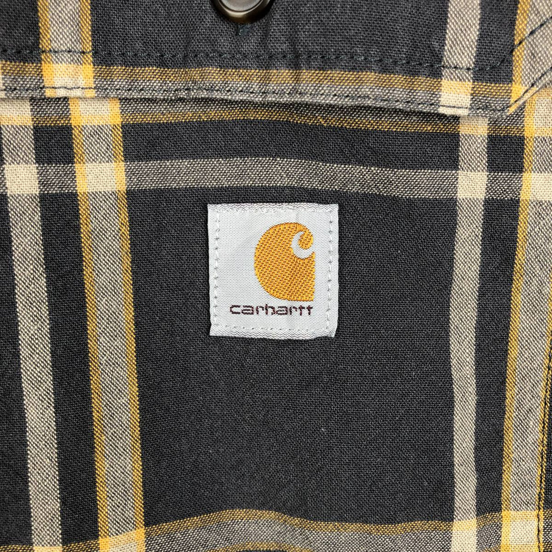Carhartt Loose Fit Check Pattern Long Sleeve Button-Down Work Shirt, Men's XL cotton Charcoal Vintage Second Hand