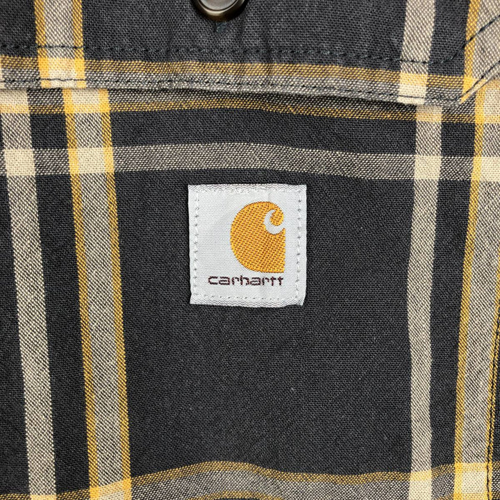 Carhartt Loose Fit Check Pattern Long Sleeve Button-Down Work Shirt, Men's XL cotton Charcoal Vintage Second Hand