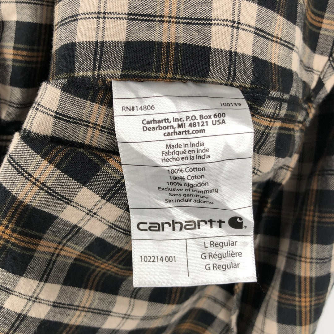 Carhartt Relaxed Fit Check Pattern Long Sleeve Button-Down Work Shirt, Men's Size L cotton black type Vintage Second Hand