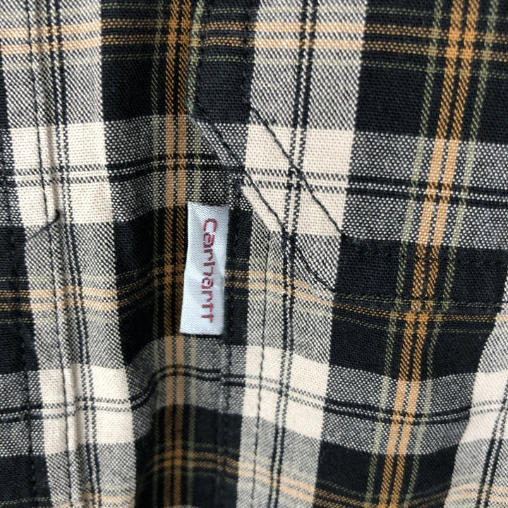 Carhartt Relaxed Fit Check Pattern Long Sleeve Button-Down Work Shirt, Men's Size L cotton black type Vintage Second Hand