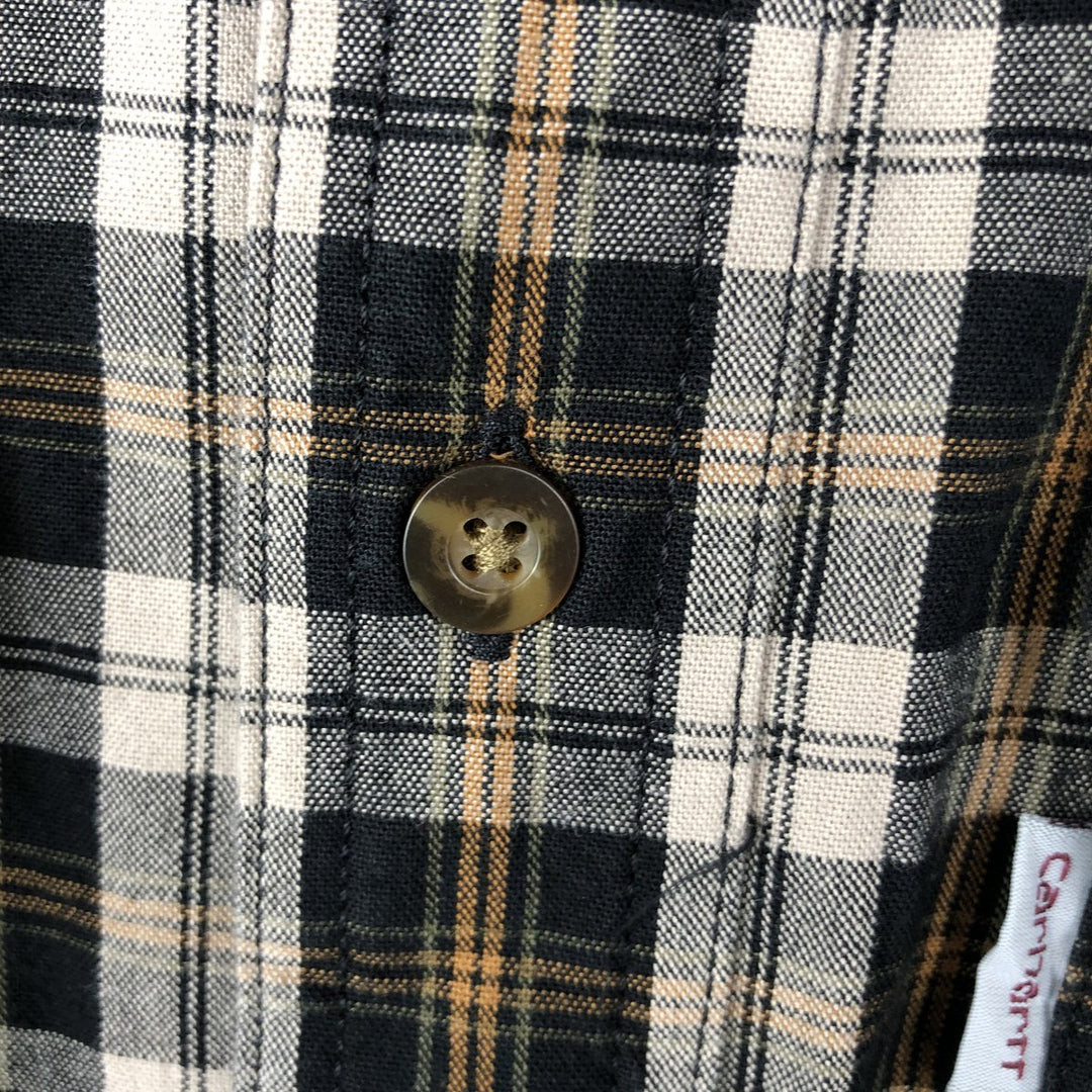 Carhartt Relaxed Fit Check Pattern Long Sleeve Button-Down Work Shirt, Men's Size L cotton black type Vintage Second Hand