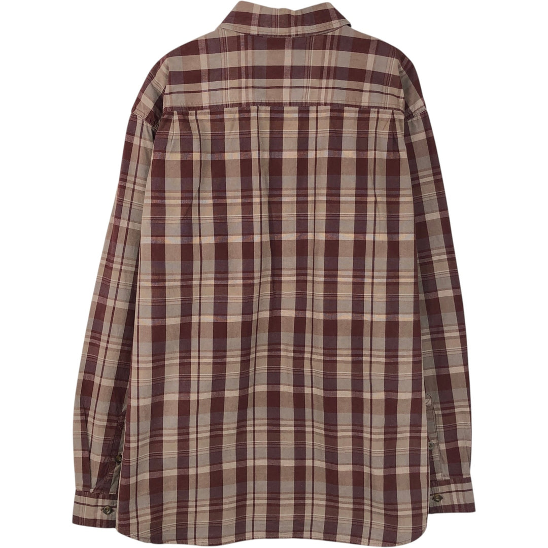 Carhartt Relaxed Fit Check Pattern Long Sleeve Button Down Work Shirt, Men's XL cotton brown type Vintage Second Hand