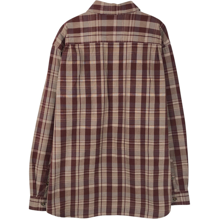 Carhartt Relaxed Fit Check Pattern Long Sleeve Button Down Work Shirt, Men's XL cotton brown type Vintage Second Hand