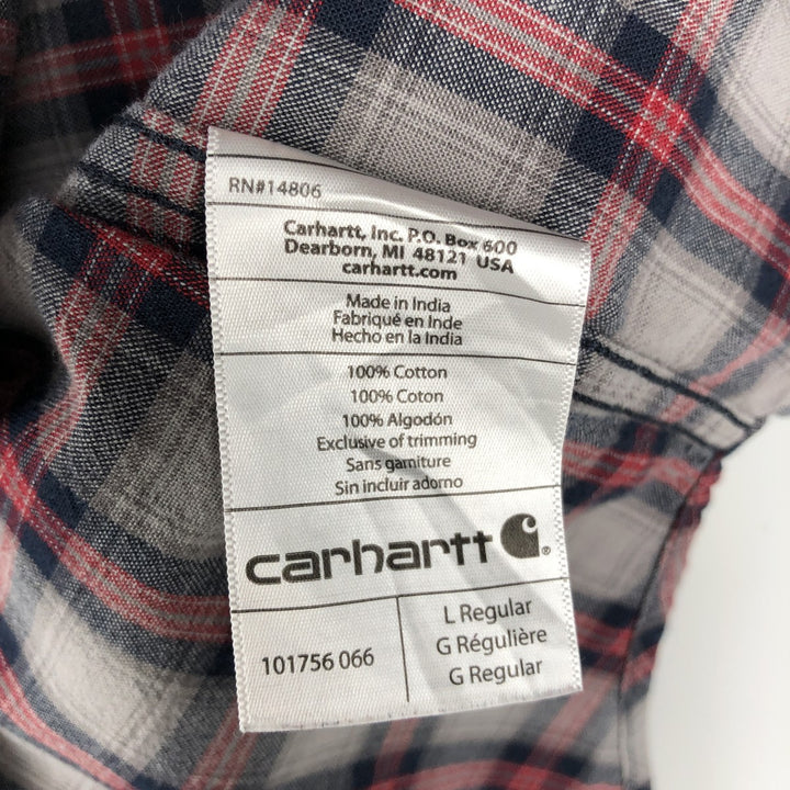 Carhartt Relaxed Fit Check Pattern Long Sleeve Button-Down Work Shirt, Men's Size L cotton gray type Vintage Second Hand