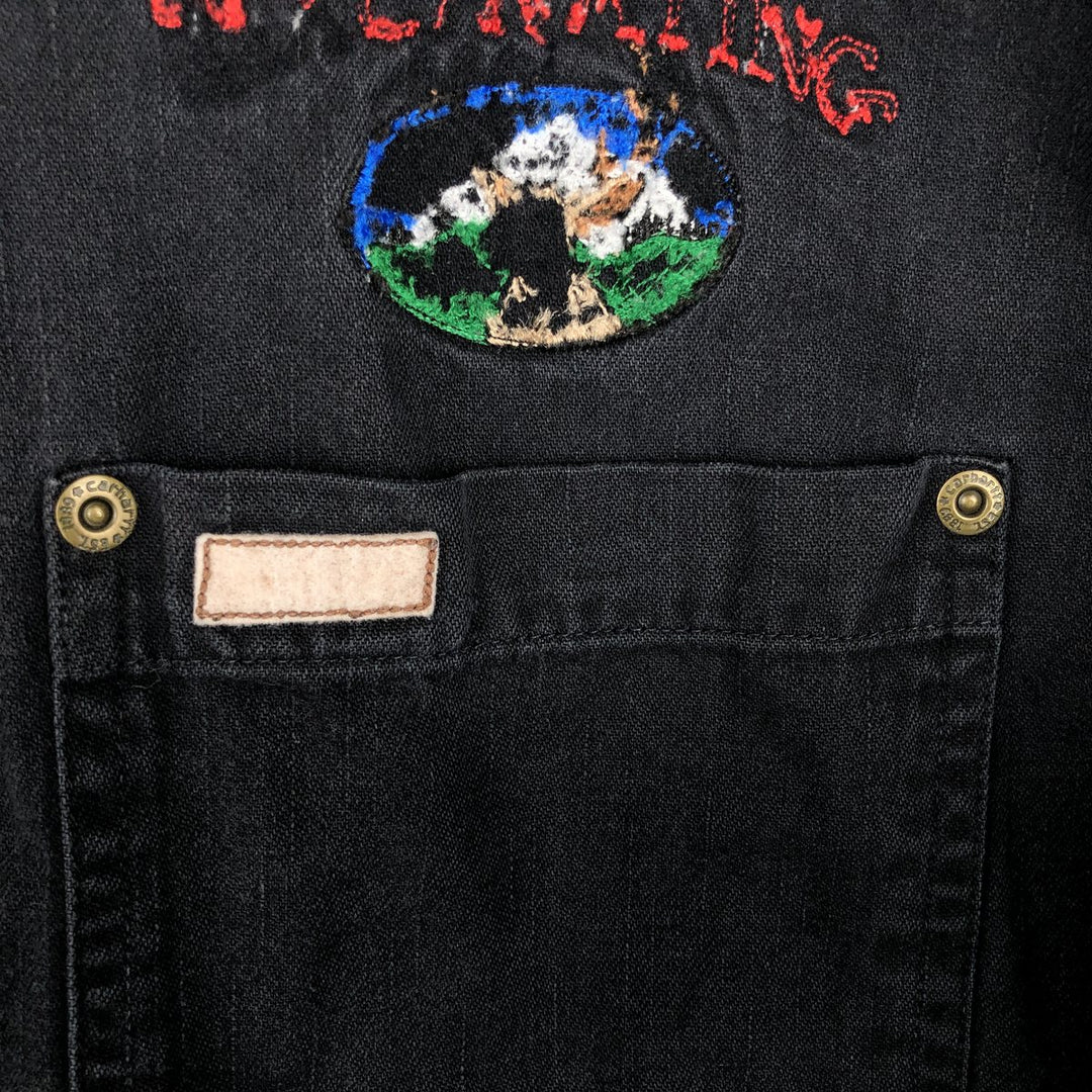 Carhartt AXNER EXCAVATING Advertising Long-Sleeve Work Shirt, Men's Size L (approx.) cotton black type Vintage Second Hand