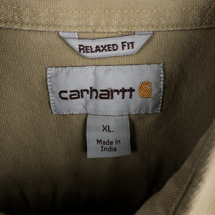 Carhartt Relaxed Fit Long Sleeve Button Down Work Shirt, Men's XL cotton Beige type Vintage Second Hand