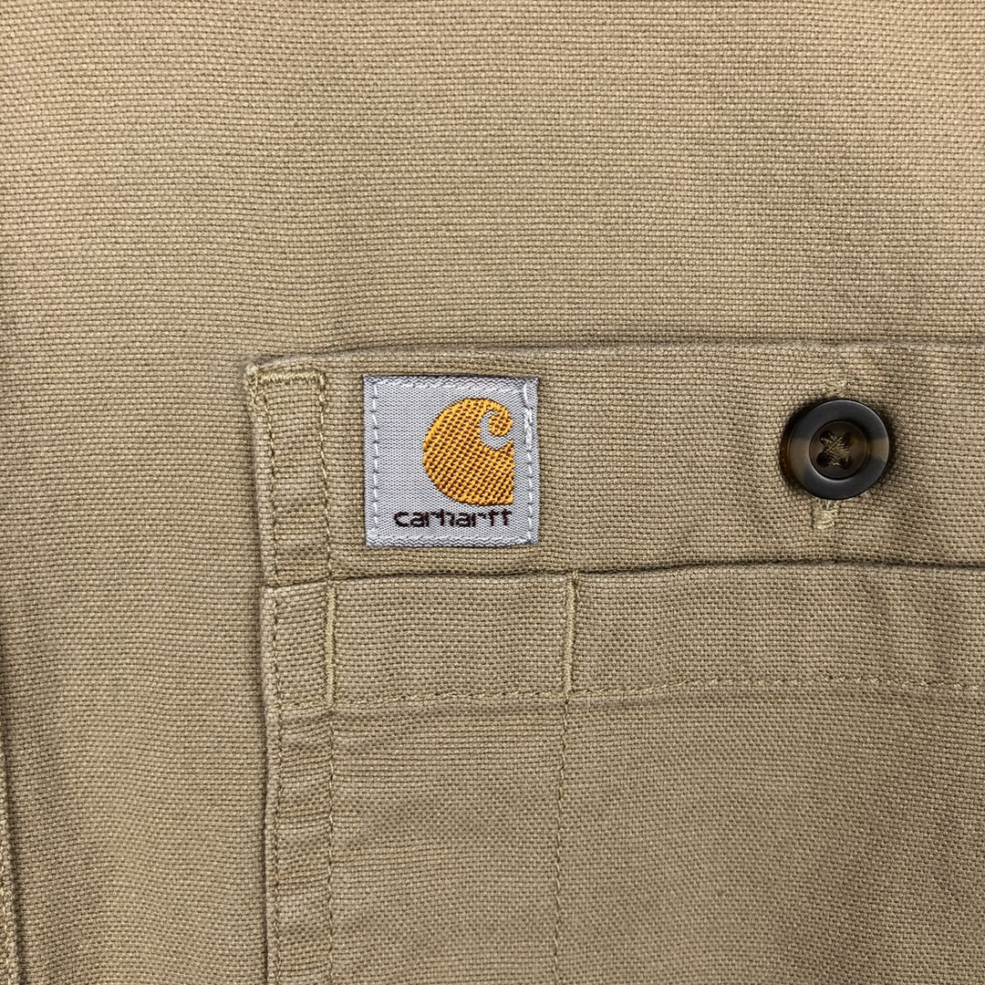 Carhartt Relaxed Fit Long Sleeve Button Down Work Shirt, Men's XL cotton Beige type Vintage Second Hand
