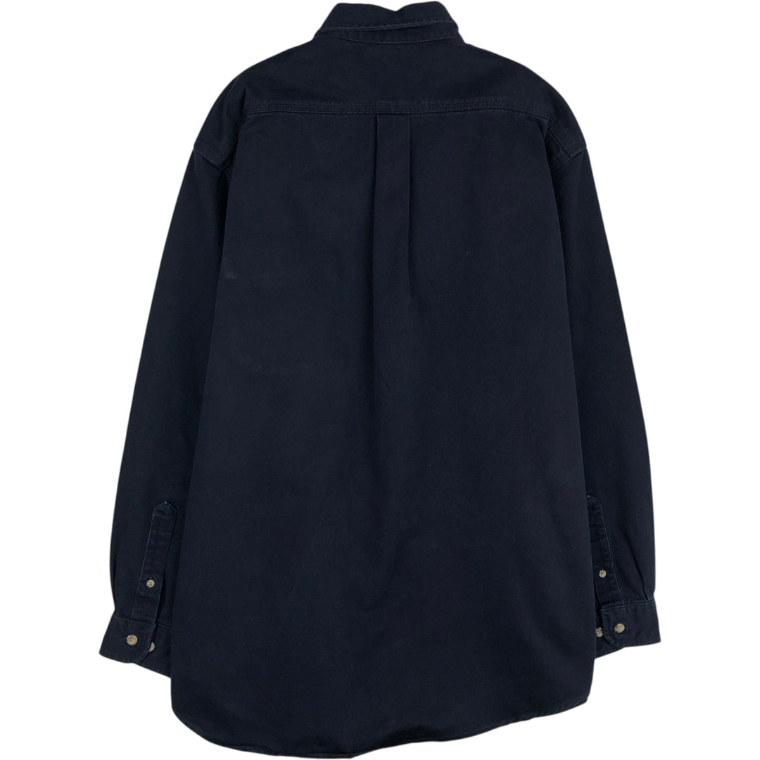 Carhartt long-sleeved button-down work shirt, men's size L cotton navy blue type Vintage Second Hand