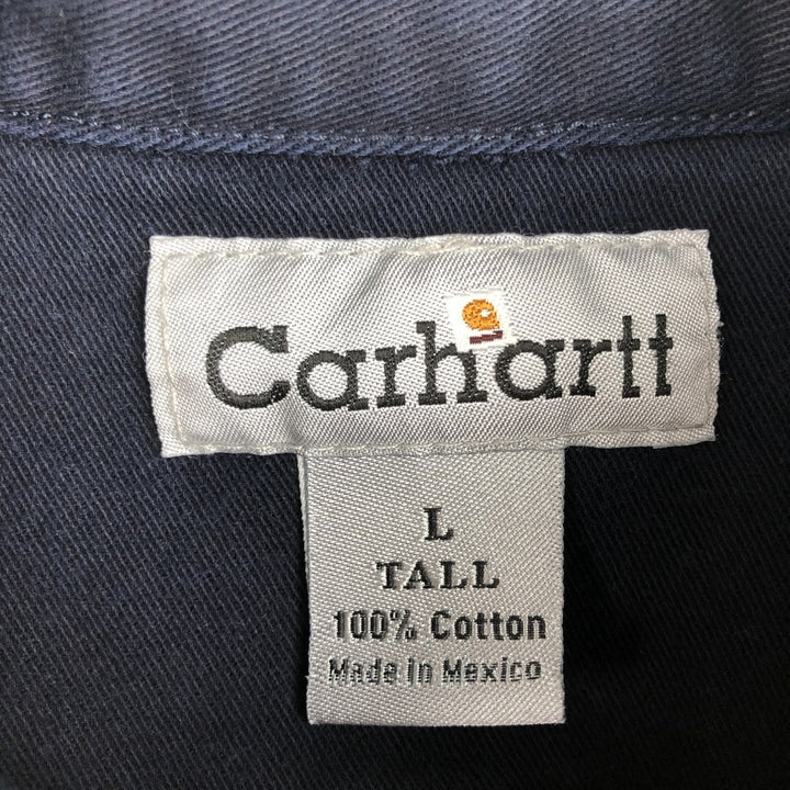 Carhartt long-sleeved button-down work shirt, men's size L cotton navy blue type Vintage Second Hand