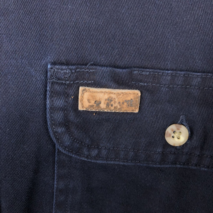 Carhartt long-sleeved button-down work shirt, men's size L cotton navy blue type Vintage Second Hand
