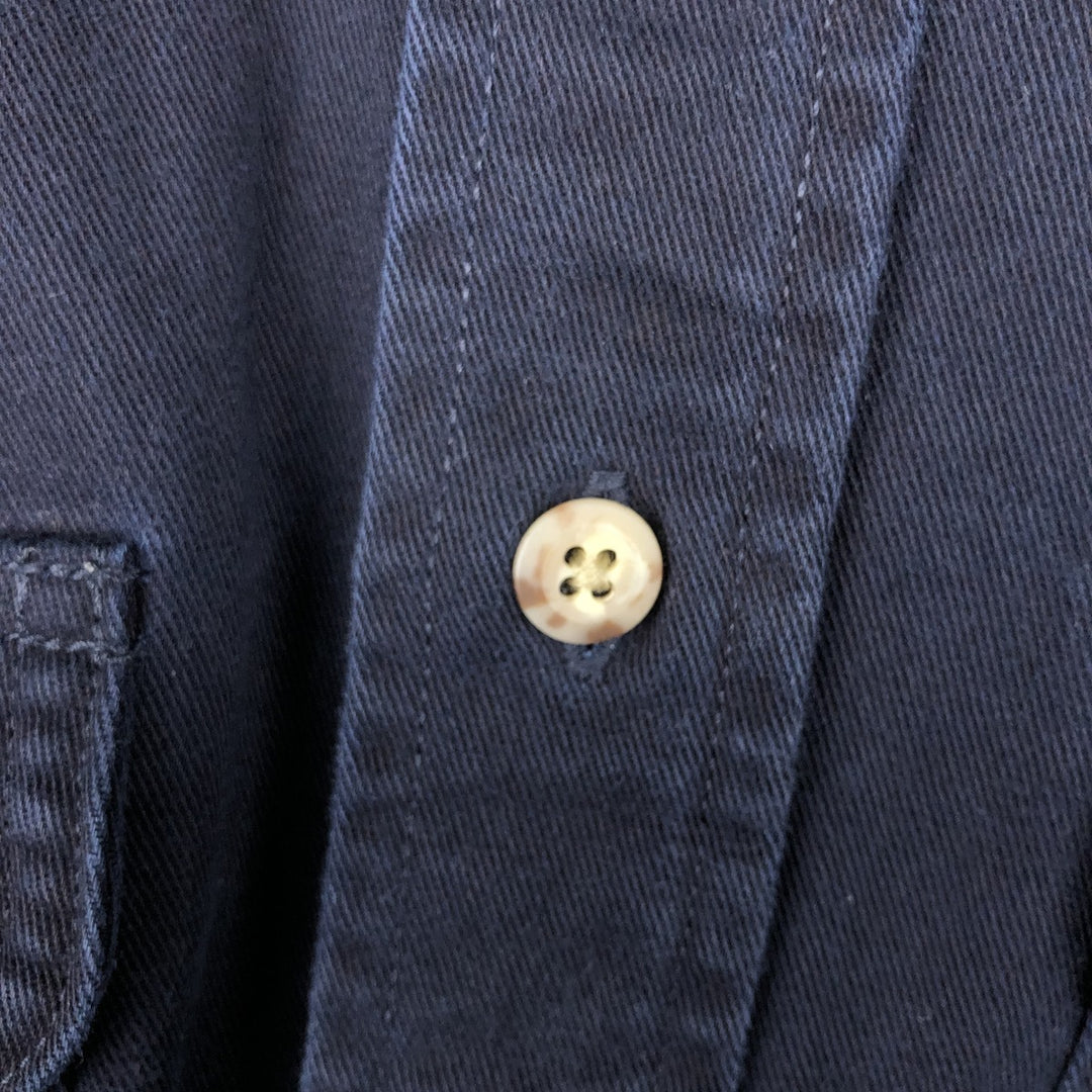 Carhartt long-sleeved button-down work shirt, men's size L cotton navy blue type Vintage Second Hand
