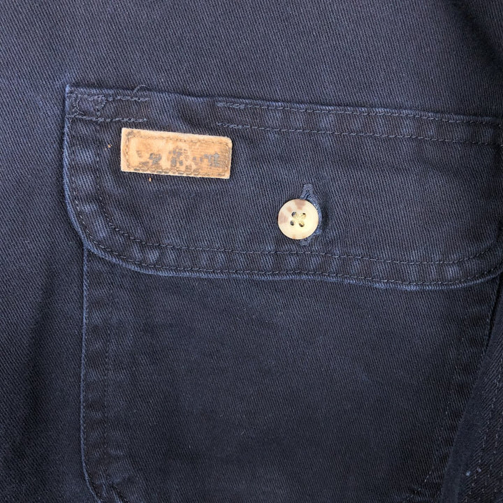 Carhartt long-sleeved button-down work shirt, men's size L cotton navy blue type Vintage Second Hand