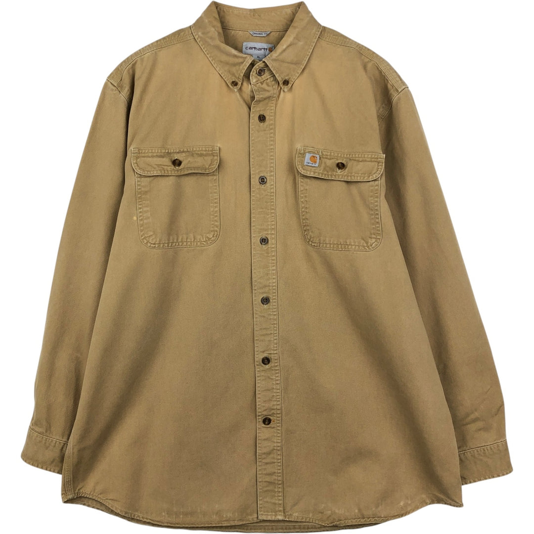 Carhartt ORIGINAL FIT long sleeve button-down work shirt, men's XL size cotton Beige type Vintage Second Hand