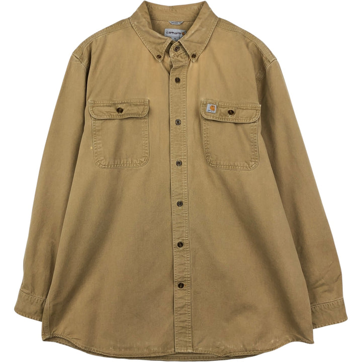 Carhartt ORIGINAL FIT long sleeve button-down work shirt, men's XL size cotton Beige type Vintage Second Hand