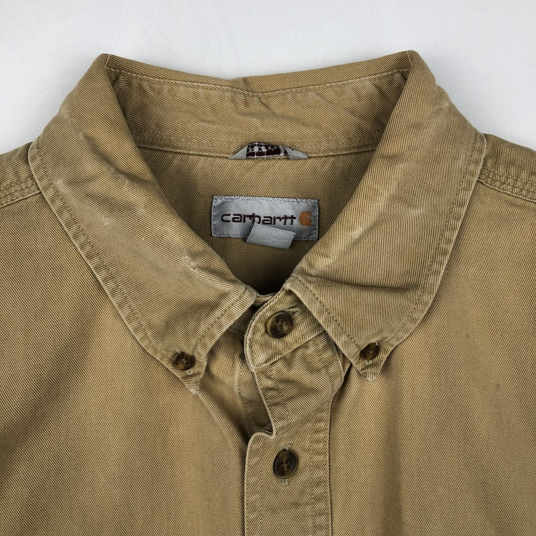 Carhartt ORIGINAL FIT long sleeve button-down work shirt, men's XL size cotton Beige type Vintage Second Hand