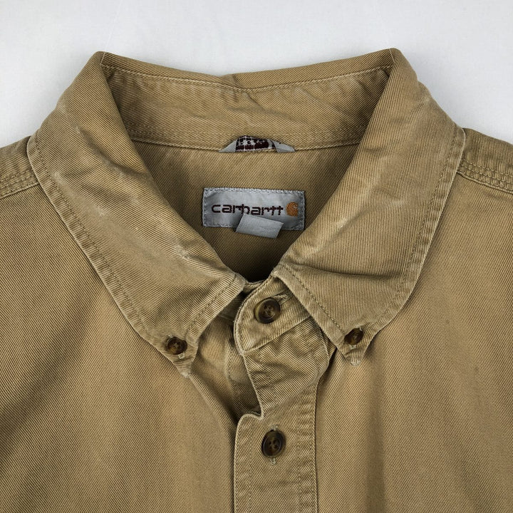 Carhartt ORIGINAL FIT long sleeve button-down work shirt, men's XL size cotton Beige type Vintage Second Hand
