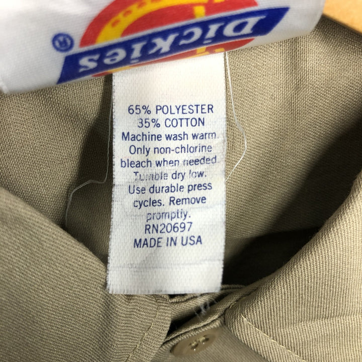 Vintage 90'S Dickies long-sleeved work shirt, made in the USA, size M, men's polyester Beige type Vintage Second Hand