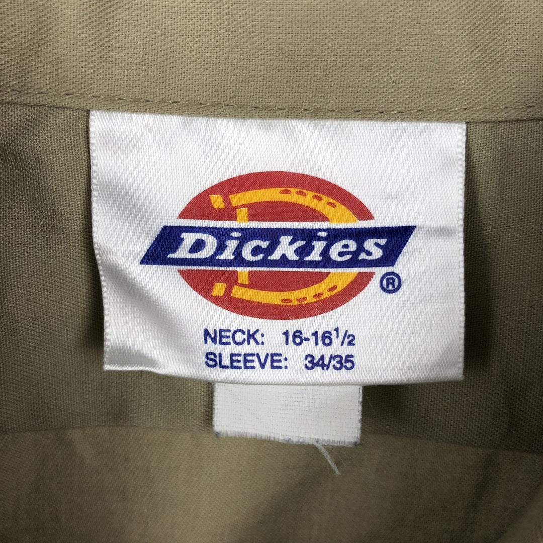 90'S Dickies Long-Sleeve Work Shirt, Boxy Shirt, Made in USA, Men's Size L (Equivalent), Vintage polyester Beige type Vintage Second Hand