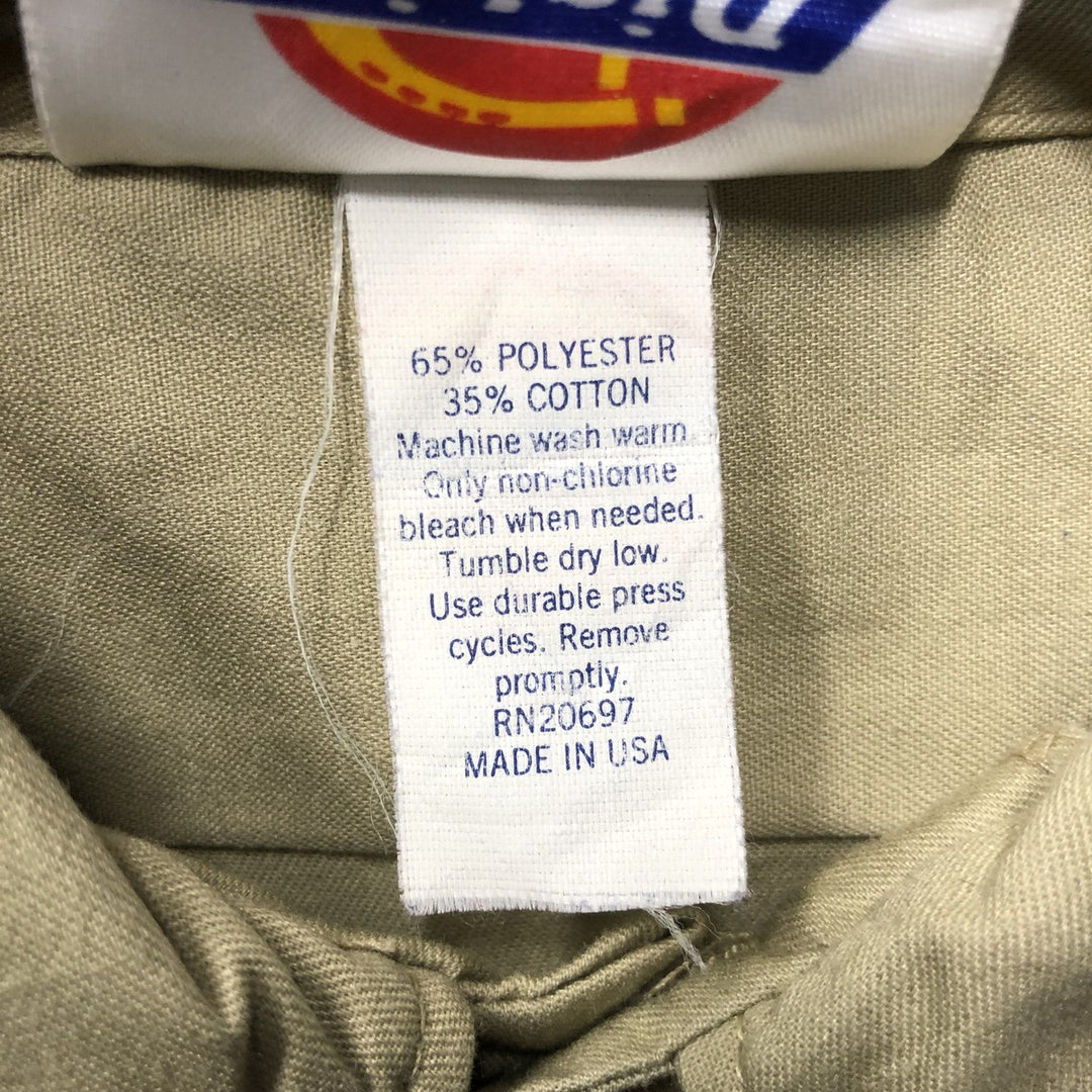 90'S Dickies Long-Sleeve Work Shirt, Boxy Shirt, Made in USA, Men's Size L (Equivalent), Vintage polyester Beige type Vintage Second Hand