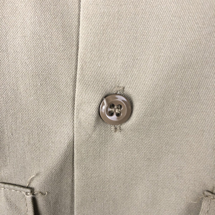 90'S Dickies Long-Sleeve Work Shirt, Boxy Shirt, Made in USA, Men's Size L (Equivalent), Vintage polyester Beige type Vintage Second Hand