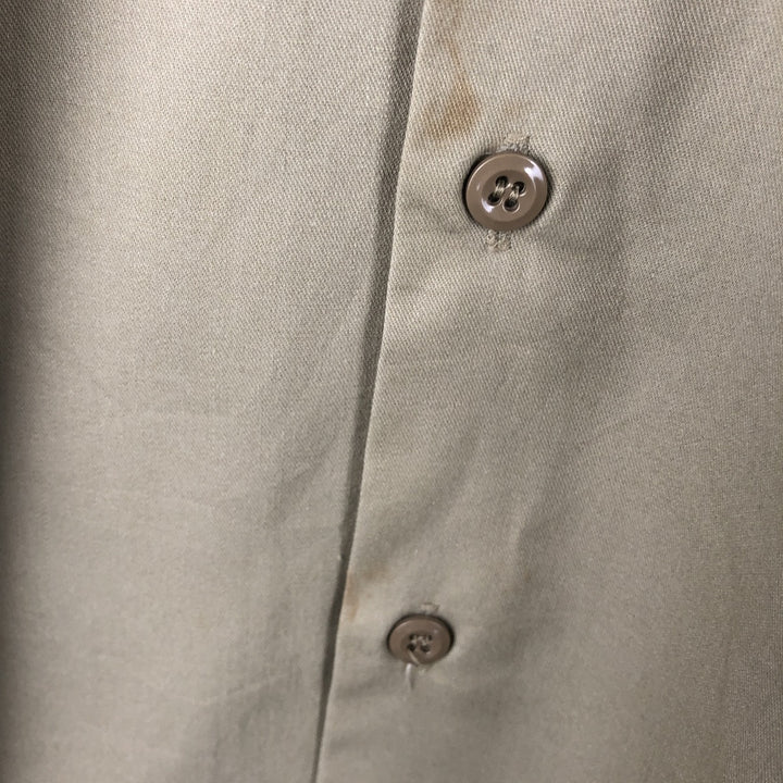 90'S Dickies Long-Sleeve Work Shirt, Boxy Shirt, Made in USA, Men's Size L (Equivalent), Vintage polyester Beige type Vintage Second Hand