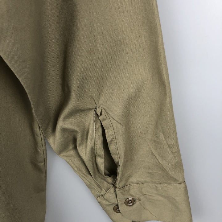 90'S Dickies Long-Sleeve Work Shirt, Boxy Shirt, Made in USA, Men's Size L (Equivalent), Vintage polyester Beige type Vintage Second Hand